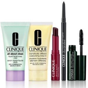 Clinique Skincare and Makeup Collection with Purple and Yellow Accents